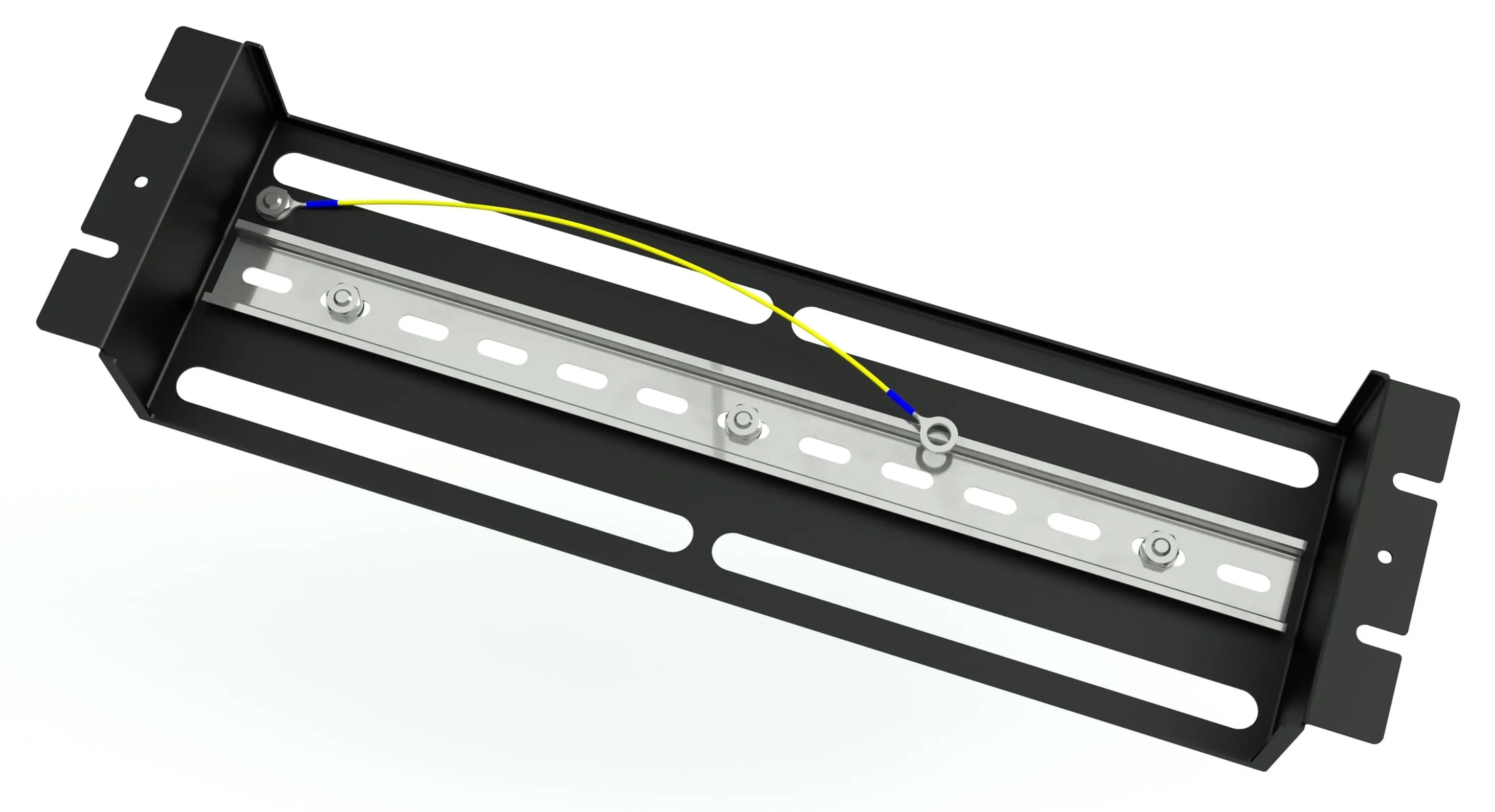 DIN рейка 19 дюймов в корпусе 3U, цвет черный RUSRACK