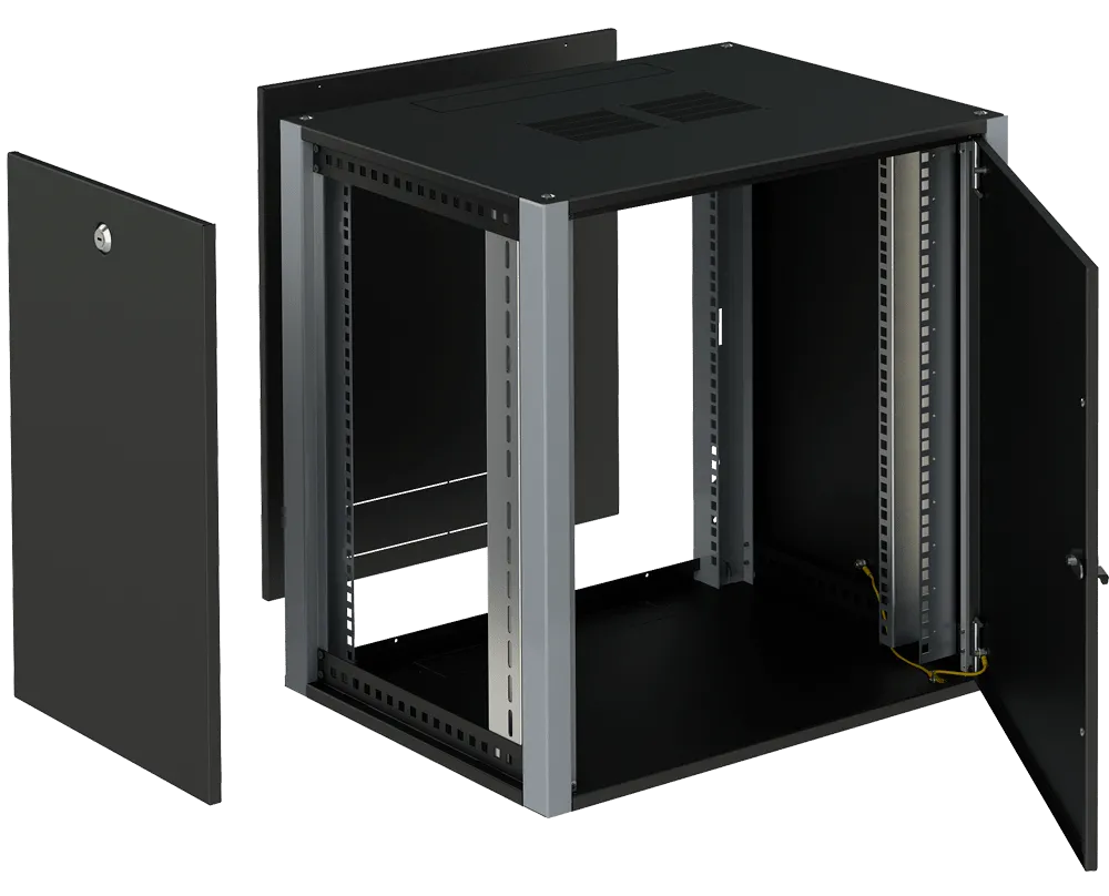 SYSMATRIX WP 6415.920 Шкаф телекоммуникационный настенный 19" 15U 600x450x720mm (ШхГхВ) дверь металл, цвет черный (RAL 9004/RAL7000)