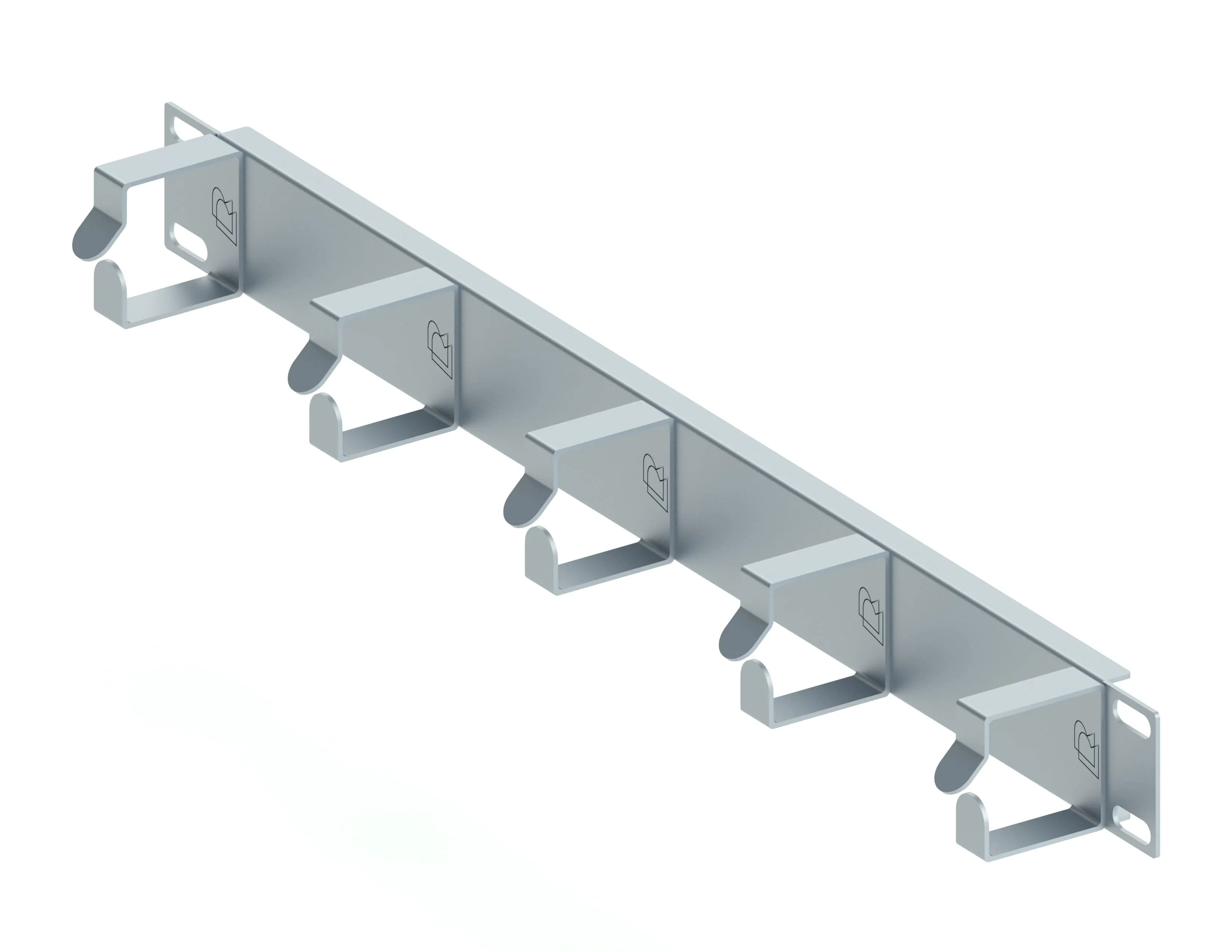 Кабельный организатор горизонтальный, 19", 1U, 5 колец, серый RUSRACK 