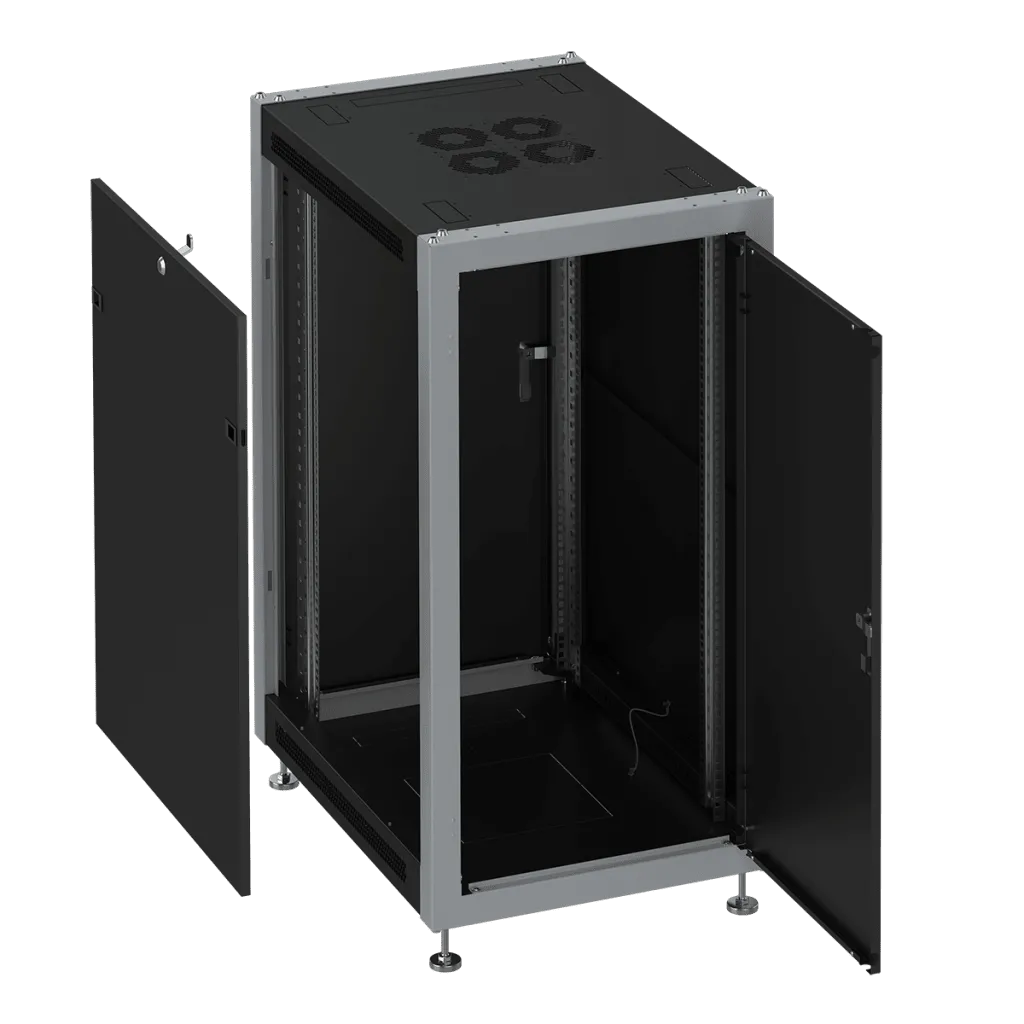 SYSMATRIX SL 6618.922 Шкаф монтажный телекоммуникационный 19" напольный 18U 600x600x935mm (ШхГхВ) передняя дверь металл, задняя дверь металл, поворотная ручка с замком, цвет черный (RAL 9004/RAL 7000)