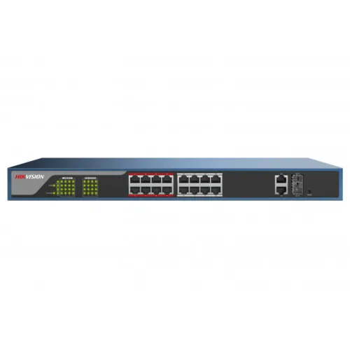 Коммутатор Hikvision DS-3E1318P-E (1000 Base-TX (1000 мбит/с), 2 SFP порта)