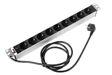 Блок розеток Rem-16 с инд., 9 Schuko, 16A, алюм., 19", шнур 1,8 м.