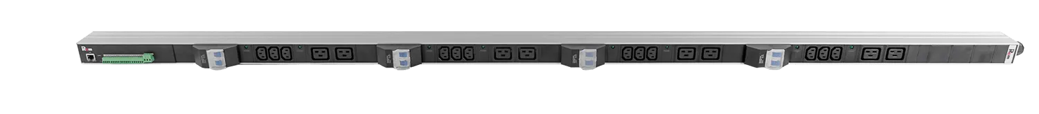 Упр. верт. блок розеток с монит. Rem-MC1 4x3 C13, 4x2 C19, 32A, алюм., 42-48U, колодка