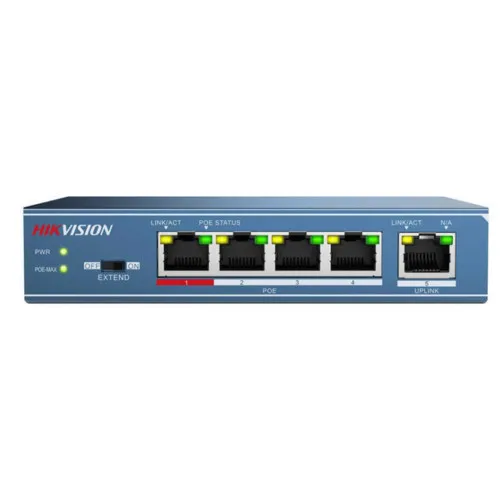 Коммутатор Hikvision DS-3E0105P-E(B) (100 Base-TX (100 мбит/с), Без SFP портов)