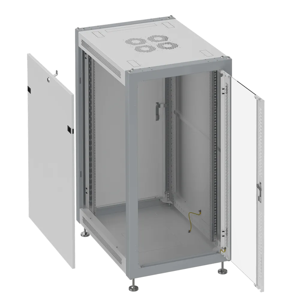 SYSMATRIX SL 6822.712 Шкаф монтажный телекоммуникационный 19" напольный 22U 600x800x1100mm (ШхГхВ) передняя дверь стекло, задняя дверь металл, поворотная ручка с замком, цвет серый (RAL 7035/RAL 7000)