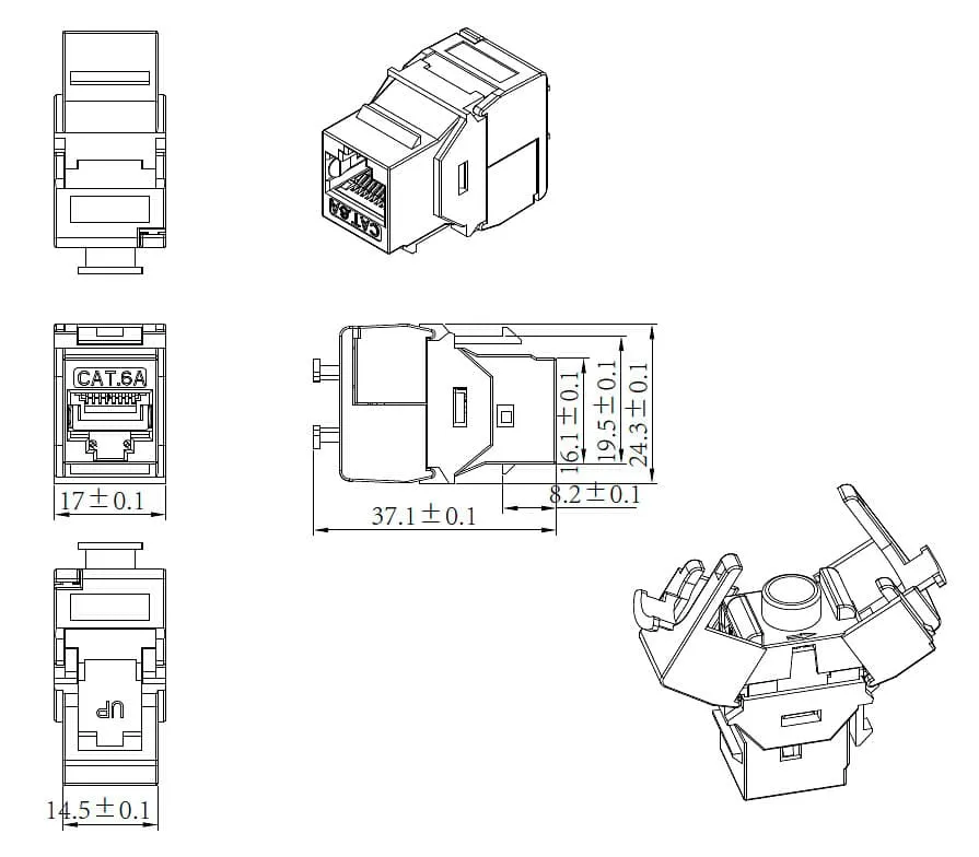 Cabeus KJ-RJ45-Cat.6A-SH-180-Tooless