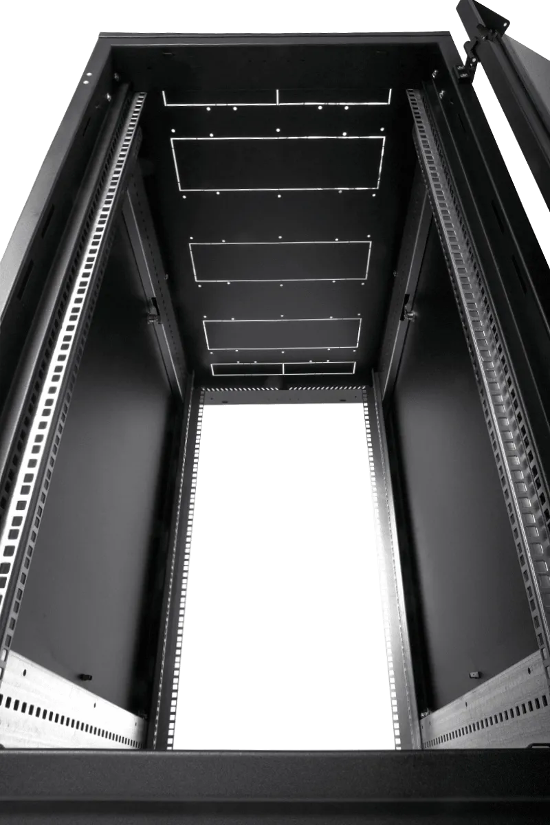 Шкаф телекоммуникационный напольный 27U (600 × 800) дверь стекло, цвет чёрный