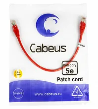 Патч-корд медный Cabeus PC-UTP-RJ45-Cat.5e-0.3m-RD 19" кабель 5e  красный