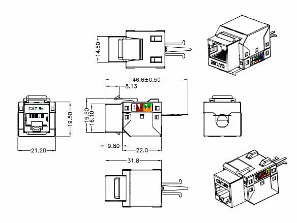 Cabeus KJ-RJ45-Cat.5E-SH-90