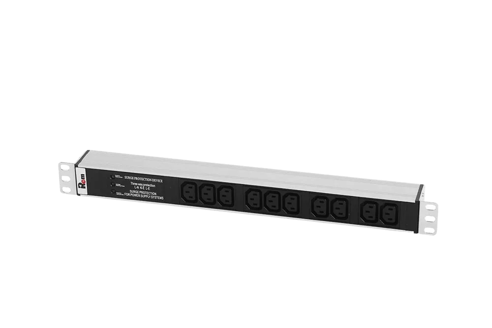 Блок розеток Rem-10 без шнура с инд., 10  IEC 60320 C13, вход IEC 60320 C14, 10A, алюм., 19"