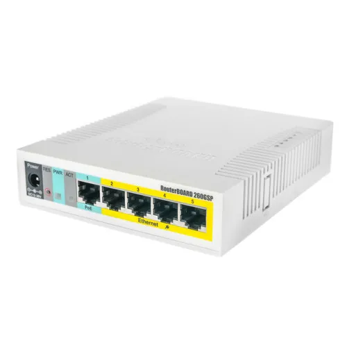Маршрутизатор Mikrotik RB260GSP (10/100/1000 Base-TX (1000 мбит/с)) Маршрутизатор Mikrotik RB260GSP (10/100/1000 Base-TX (1000 мбит/с))