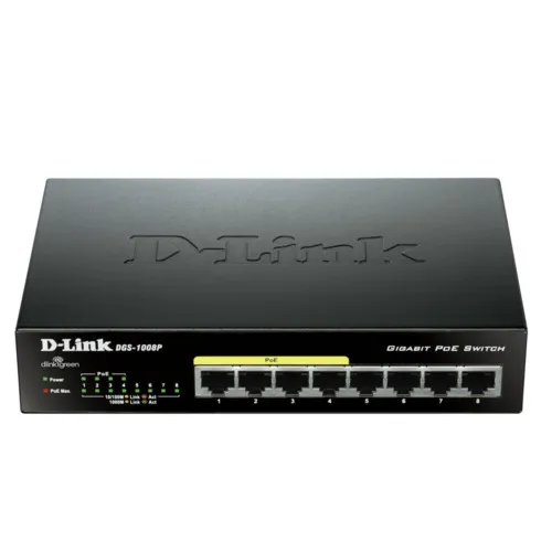 Коммутатор D-link DES-1008P (1000 Base-TX (1000 мбит/с), Без SFP портов)