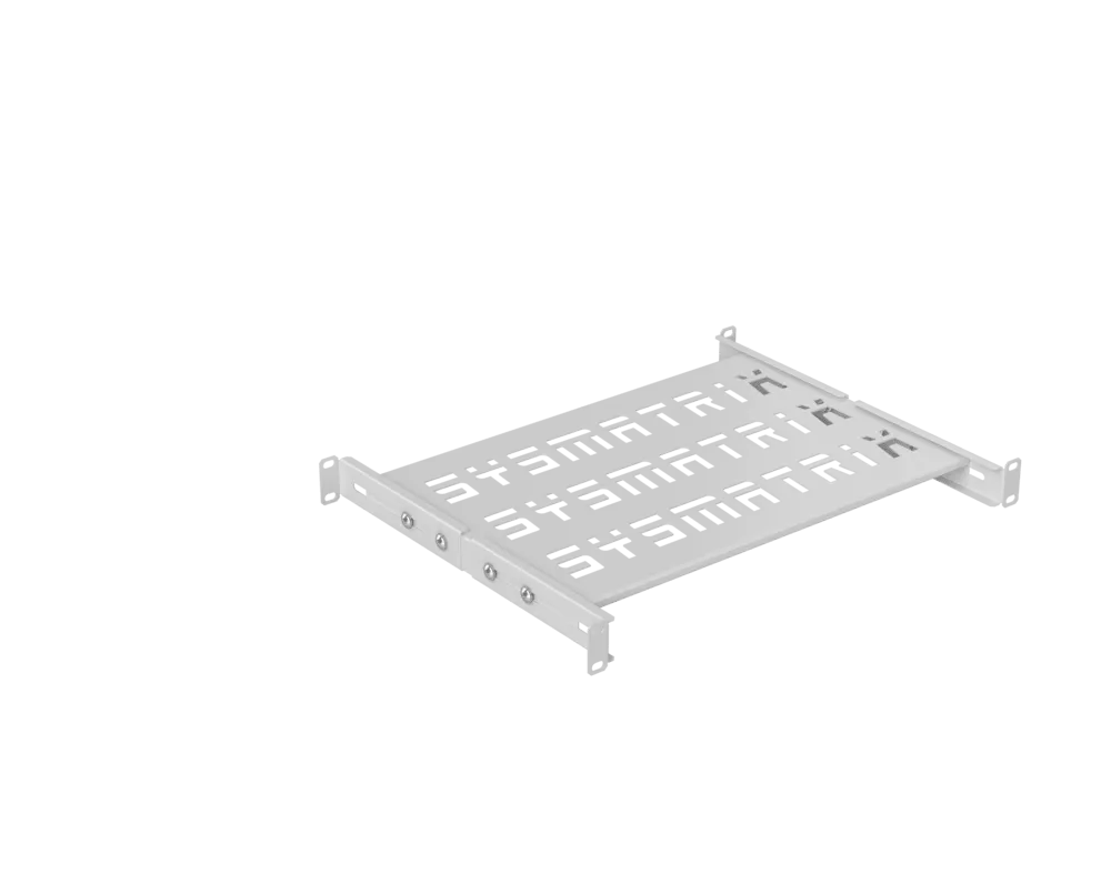SYSMATRIX SH 3004.700 Полка SMART универсальная 19" перфорированная, площадка 300 мм (регулировка направляющих от 298 мм до 395 мм) для напольных и настенных шкафов, цвет серый (RAL 7035)