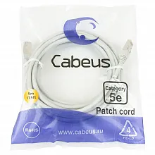 Патч-корд медный Cabeus PC-FTP-RJ45-Cat.5e-5m 19" кабель 5e  серый