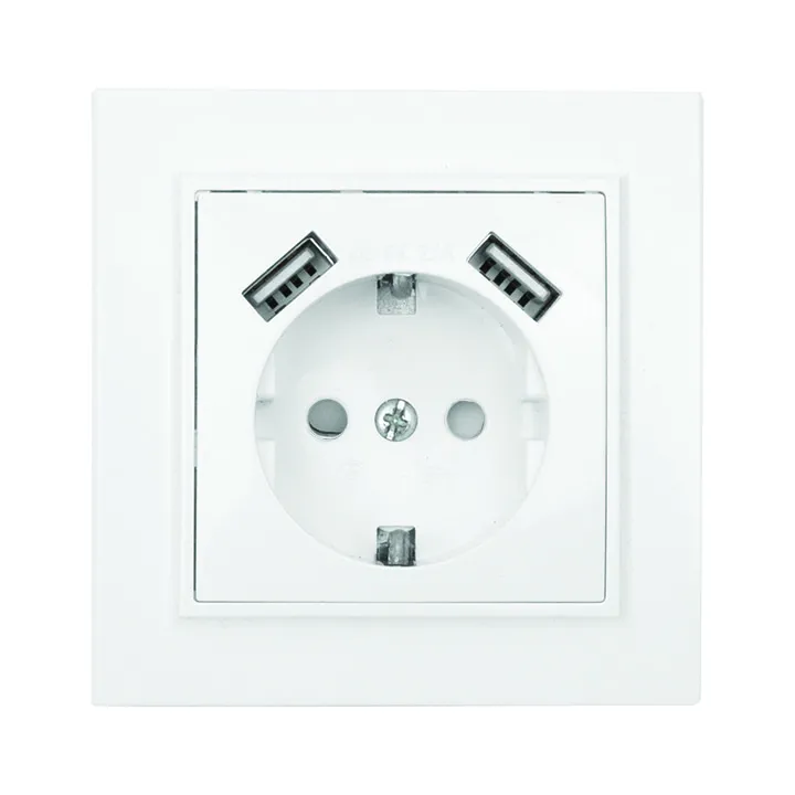 Минск Розетка 1-мест. СП с/з 16А бел. с защ. штор. с 2 USB 2,1А EKF