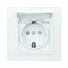 Минск Розетка 1-мест. СП с/з с крышкой 16А бел. с защ. штор. IP44 EKF