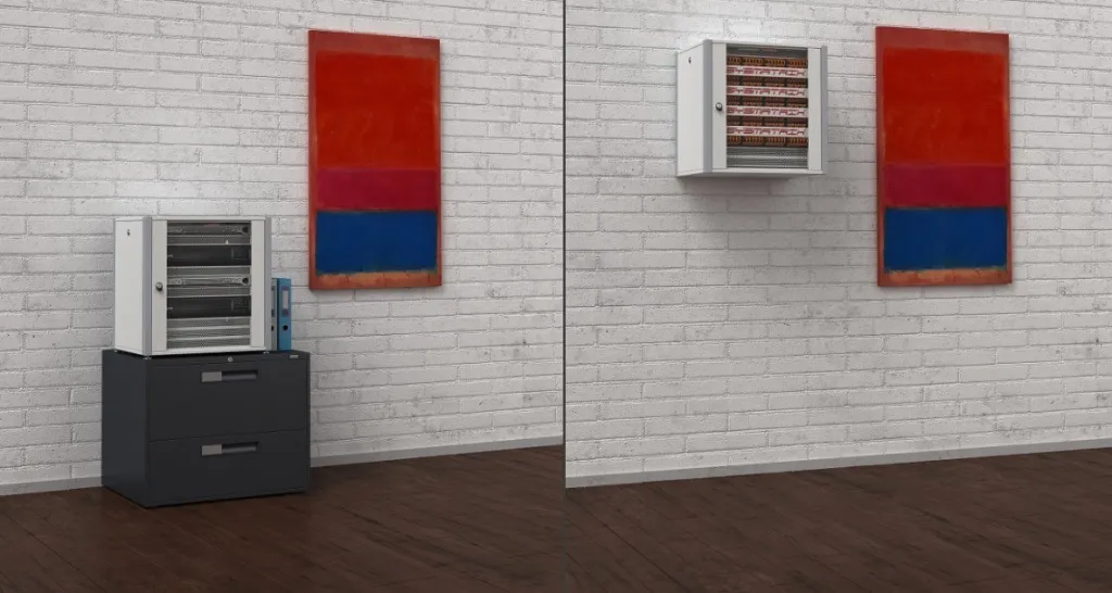 SYSMATRIX WP 6418.910 Шкаф телекоммуникационный настенный 19" 18U 600x450x852mm (ШхГхВ) дверь стекло, цвет черный (RAL 9004/RAL7000)