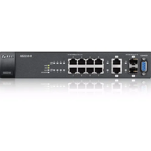 Коммутатор Zyxel GS2210-8 (1000 Base-TX (1000 мбит/с), Без SFP портов)