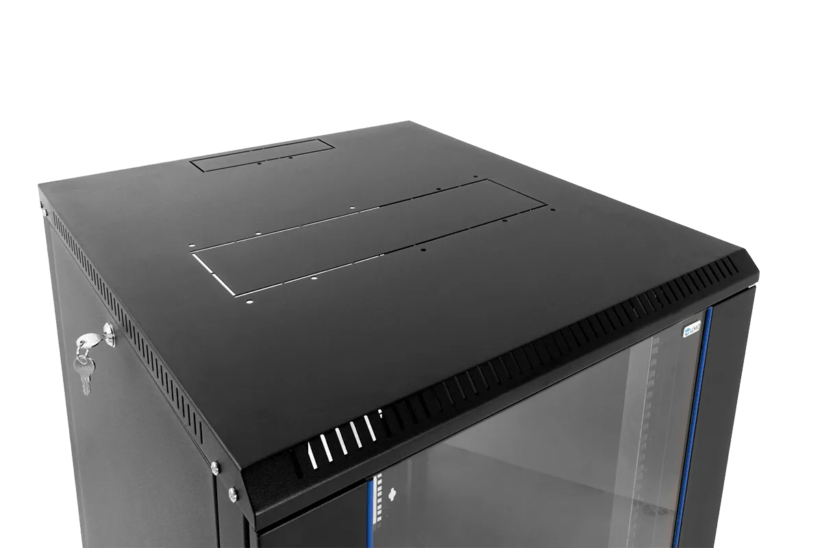 Шкаф телекоммуникационный настенный разборный ЭКОНОМ 12U (600 × 650) дверь стекло, цвет черный