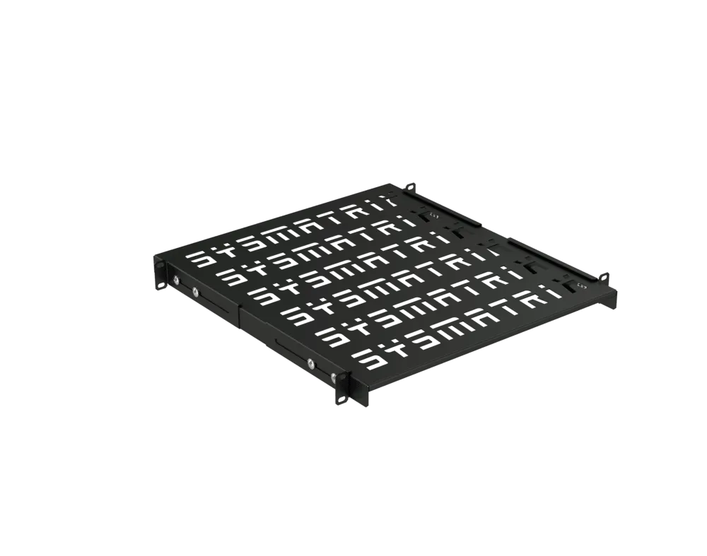 SYSMATRIX SH 5004.900 Полка SMART универсальная 19" перфорированная, площадка 500 мм (регулировка направляющих от 420 мм до 580 мм) для напольных и настенных шкафов, цвет черный (RAL 9004)