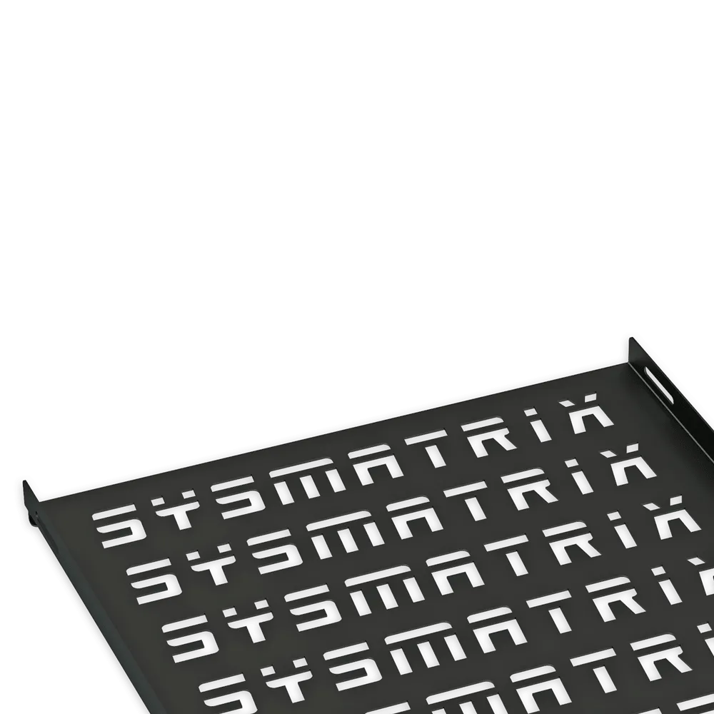 SYSMATRIX SH 9103.900 Полка 19" стационарная перфорированная глубиной 750 мм для напольных шкафов глубиной 1000 мм, усиленная до 120 кг, цвет черный (RAL 9004