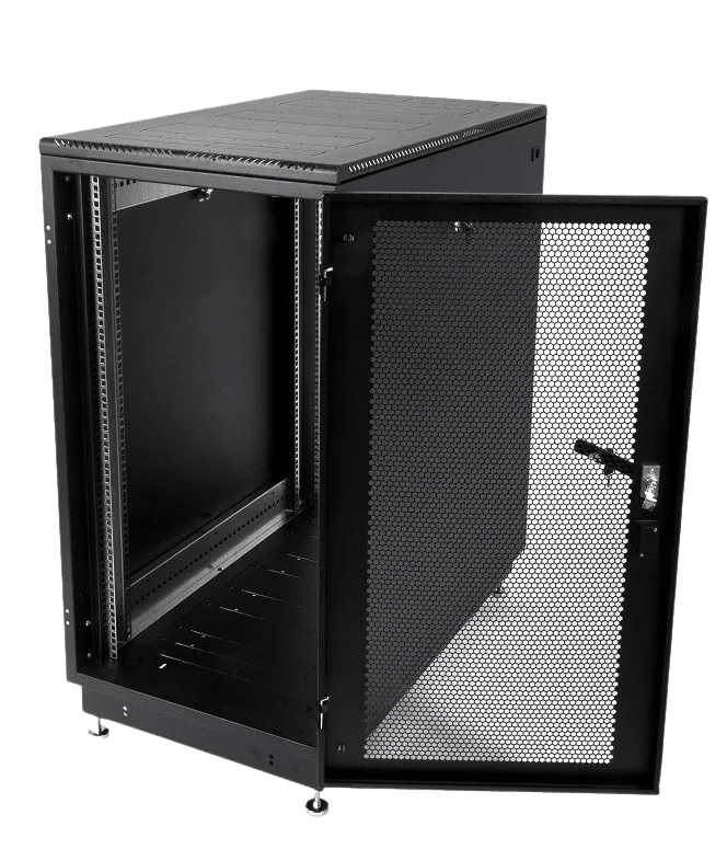 Шкаф серверный напольный 22U (600 × 1000) дверь перфорированная 2 шт., цвет черный