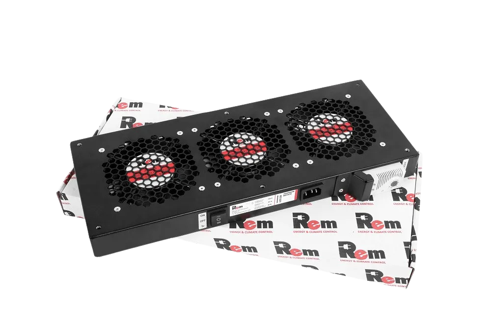 Модуль вентиляторный, 3 вентилятора с терморегулятором, чёрный