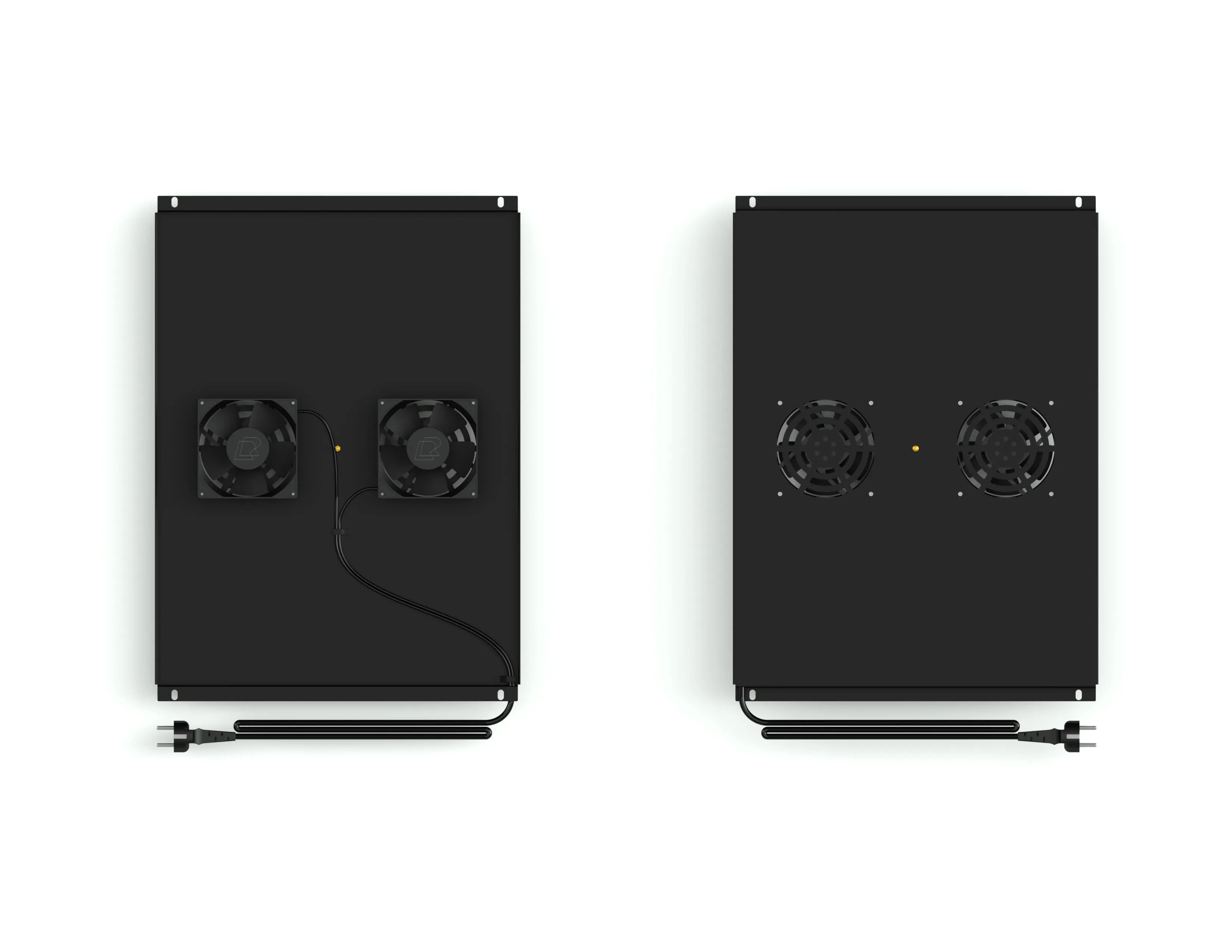 Потолочный блок вентиляторов на 2 модуля для серверного шкафа глубиной 800мм, черный