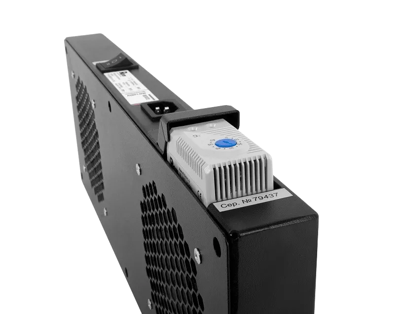 Модуль вентиляторный, 2 вентилятора с терморегулятором, чёрный