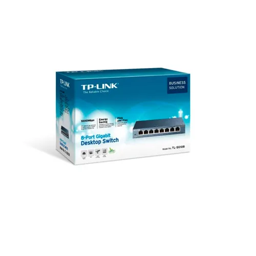 Коммутатор TP-Link TL-SG108 (1000 Base-TX (1000 мбит/с), Без SFP портов)