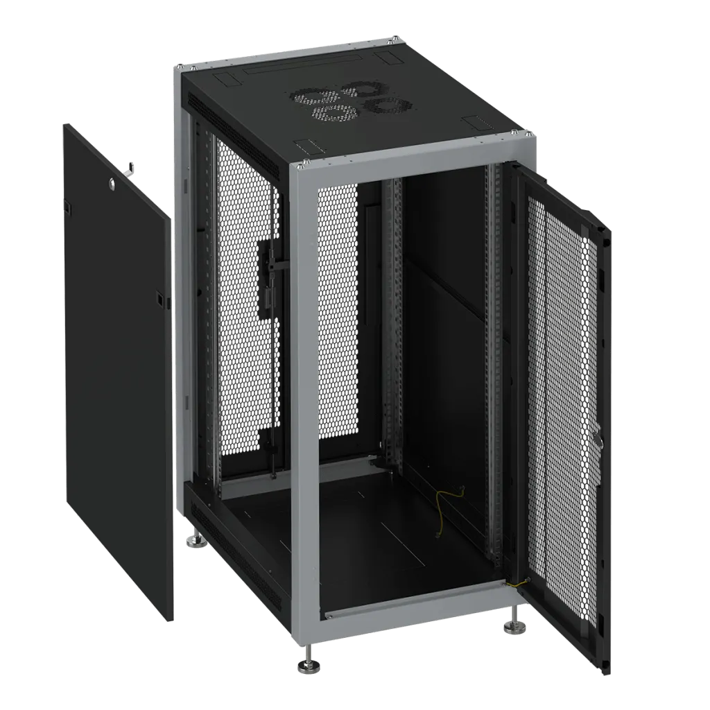 SYSMATRIX SL 6815.934 Шкаф монтажный телекоммуникационный 19" напольный 15U 600x800x800mm (ШхГхВ) передняя дверь перфорация задняя дверь двустворчатая перфорация, поворотная ручка с замком, цвет черный (RAL 9004/RAL 7000)