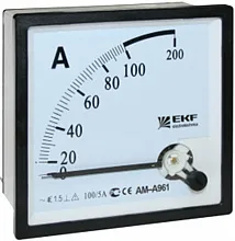 AM-A961 аналоговый на панель (96х96) квадратный вырез 50А прямое подкл. EKF