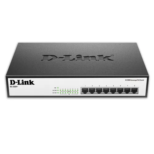 Коммутатор D-link DGS-1008MP/B1A (1000 Base-TX (1000 мбит/с), Без SFP портов)