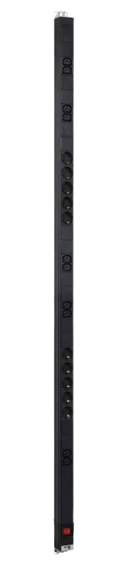 Вертикальный блок розеток Rem-16 с выкл., 10 Schuko, 10 C13, вход IEC 60320 C20 16A, алюм., 33-48U Вертикальный блок розеток Rem-16 с выкл., 10 Schuko, 10 C13, вход IEC 60320 C20 16A, алюм., 33-48U