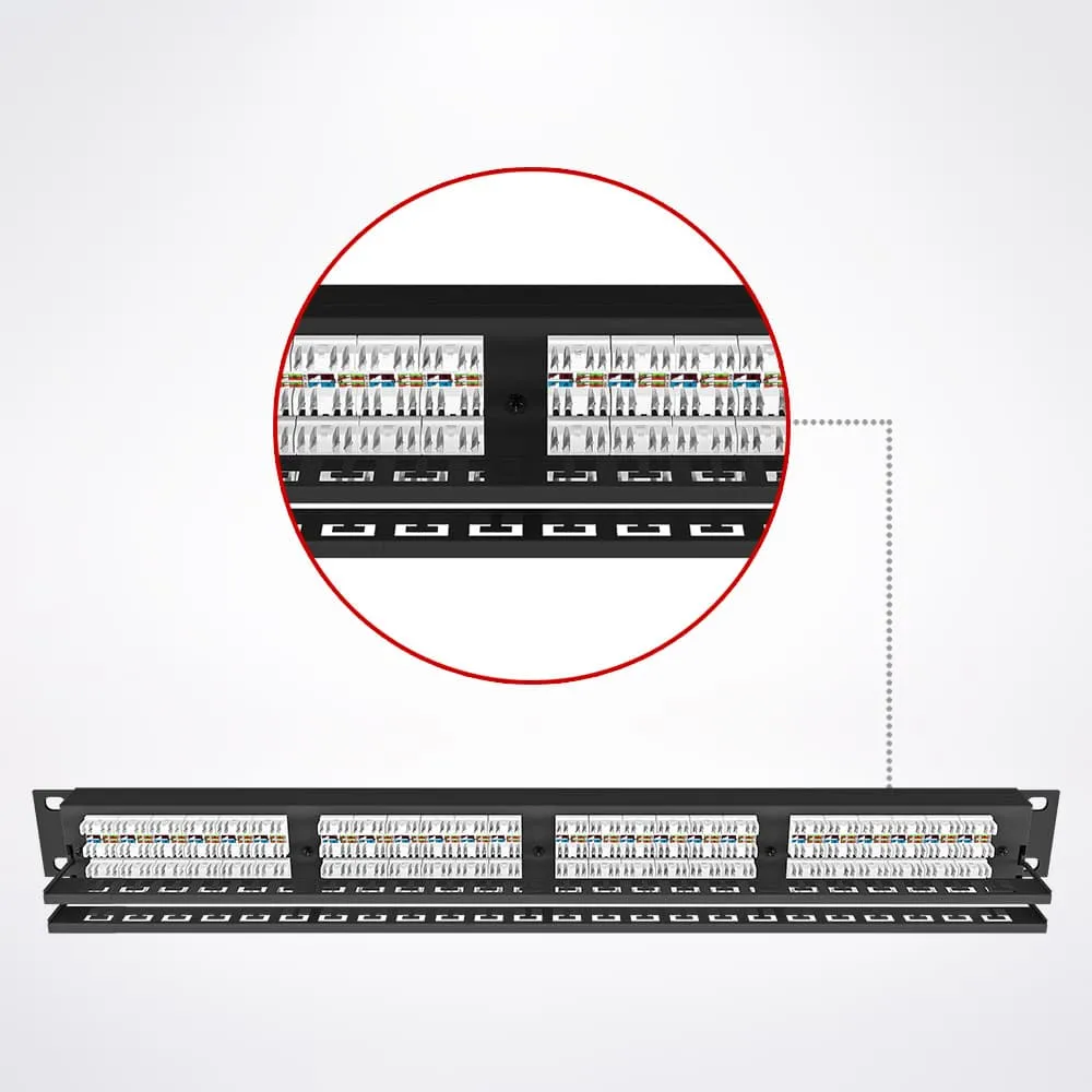 SYSMATRIX 5PP4802U102 Патч-панель коммутационная высокой плотности 19" (1U), 48 портов RJ-45, категория 5e, Dual IDC, неэкранированная