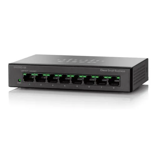 Коммутатор Cisco SG110D-08 SG110D-08-EU (1000 Base-TX (1000 мбит/с), Без SFP портов)