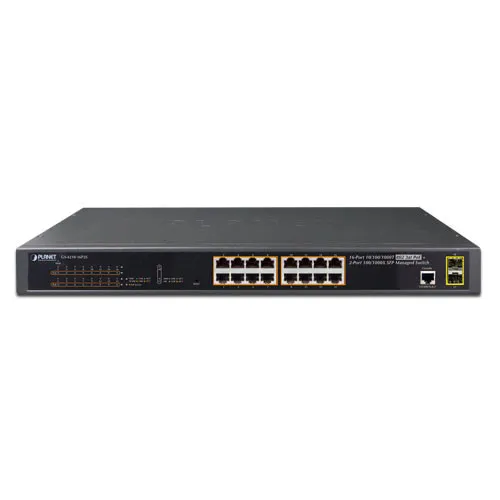 Коммутатор Planet GS-4210-16P2S (1000 Base-TX (1000 мбит/с), 2 SFP порта)