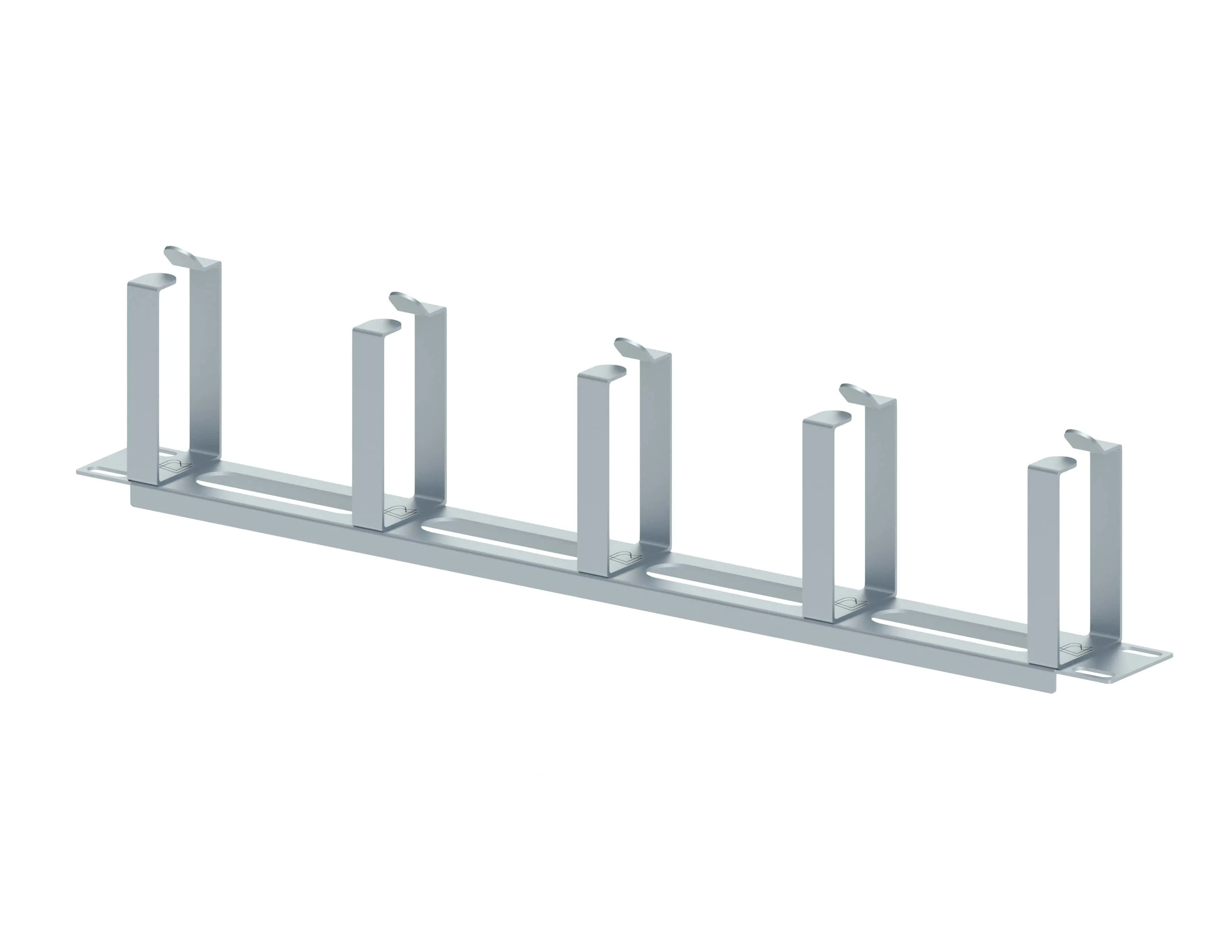 Кабельный организатор горизонтальный с окнами, 19", 1U, 5 колец, серый RUSRACK 