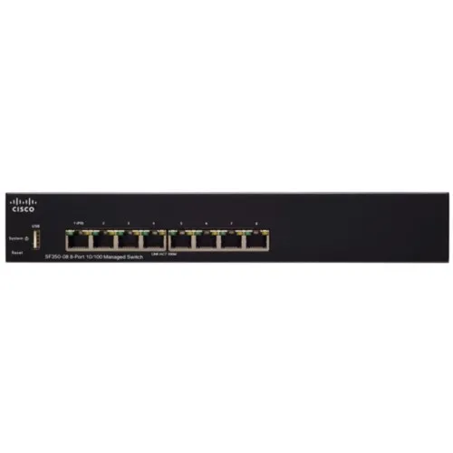 Коммутатор Cisco SF350-08-K9-EU (100 Base-TX (100 мбит/с), Без SFP портов)