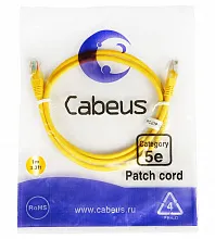 Патч-корд медный Cabeus PC-UTP-RJ45-Cat.5e-1m-YL 19" кабель 5e  желтый