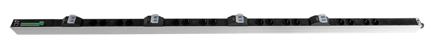 Упр. верт. блок розеток с монит. Rem-MC1 8х2 S, 32A, алюм., 42-48U, колодка