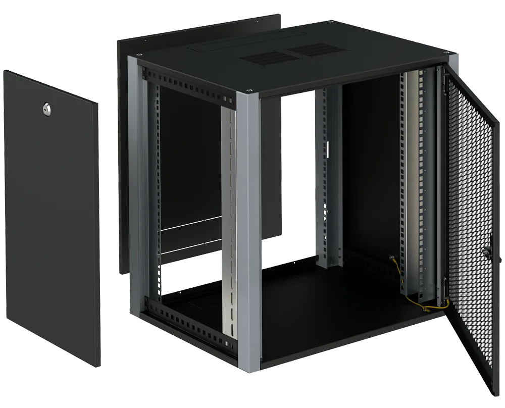 SYSMATRIX WP 6418.930 Шкаф телекоммуникационный настенный 19" 18U 600x450x852mm (ШхГхВ) дверь перфорация, цвет черный (RAL 9004/RAL7000)