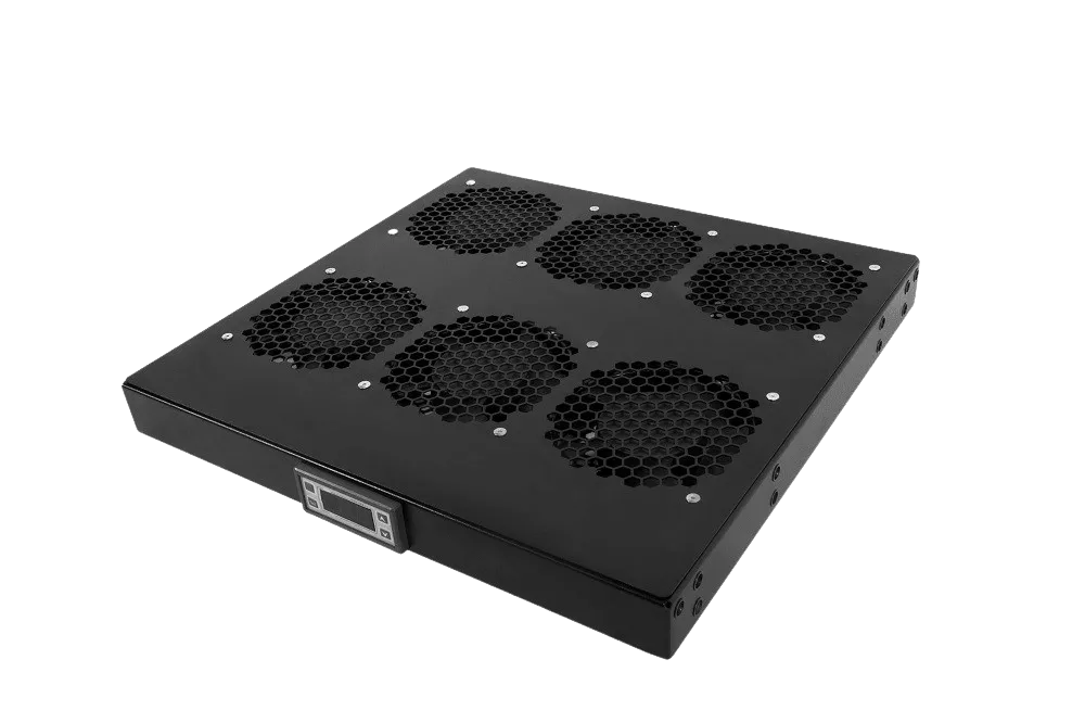 Модуль вентиляторный 19" 1U, 6 вентиляторов, регул. глубина 390-750 мм  с контроллером, чёрный