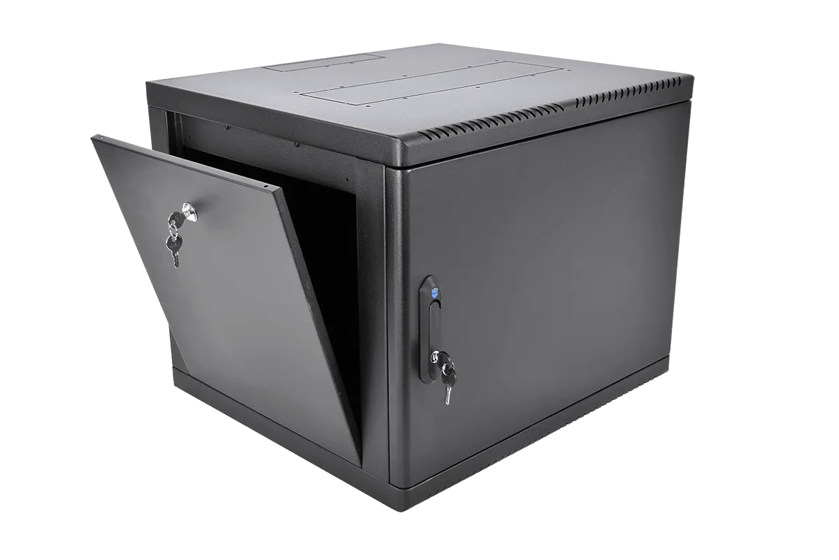 Шкаф телекоммуникационный настенный разборный 9U (600×520) съемные стенки, дверь металл, цвет черный