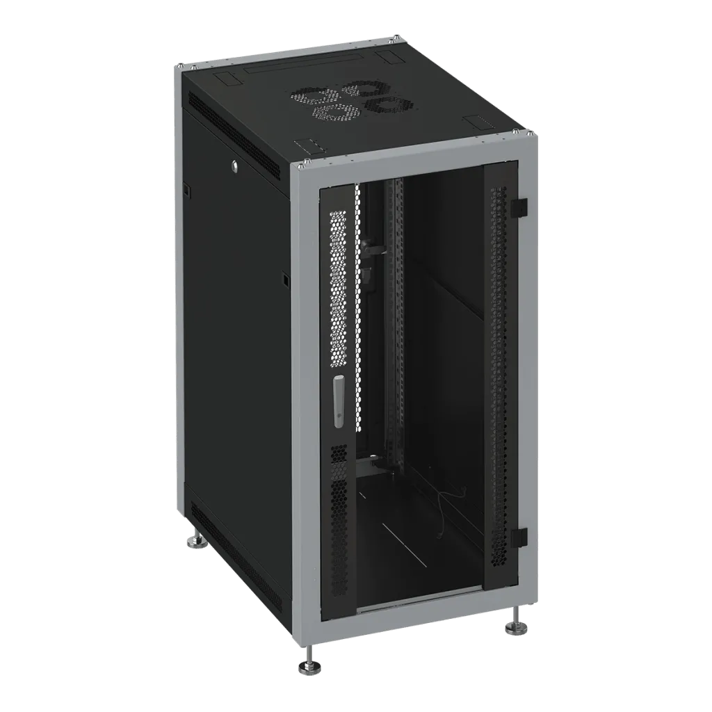 SYSMATRIX SL 6637.913 Шкаф монтажный телекоммуникационный 19" напольный 37U 600x600x1780mm (ШхГхВ) передняя дверь стекло, задняя дверь перфорация, поворотная ручка с замком, цвет черный (RAL 9004/RAL 7000)