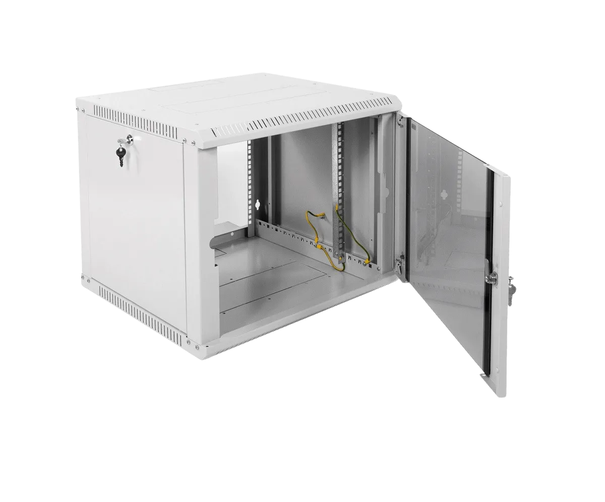 Шкаф телекоммуникационный настенный разборный ЭКОНОМ 9U (600 × 520) дверь стекло