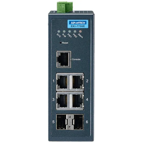 Коммутатор ADVANTECH EKI-7706G-2F-AE (1000 Base-TX (1000 мбит/с), 2 SFP порта) Коммутатор ADVANTECH EKI-7706G-2F-AE (1000 Base-TX (1000 мбит/с), 2 SFP порта)