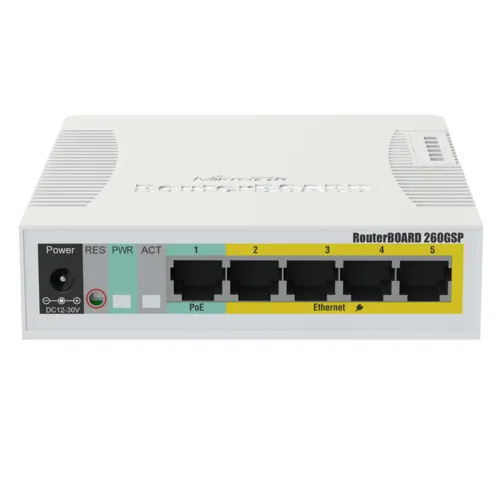 Коммутатор Mikrotik RB260GS (1000 Base-TX (1000 мбит/с), 1 SFP порт)