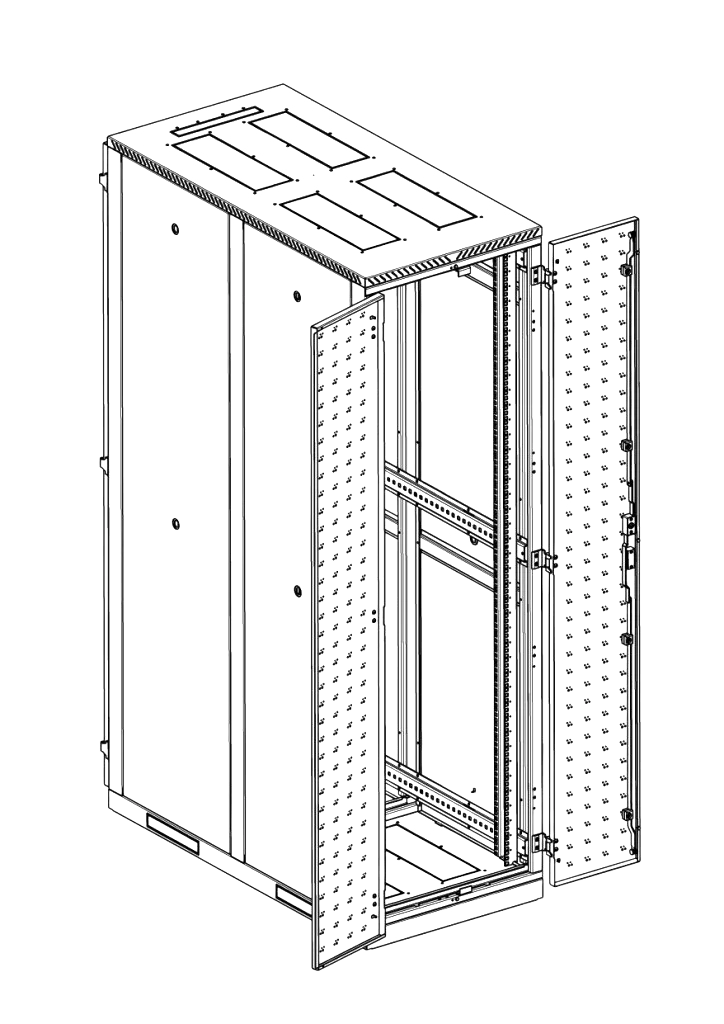 Шкаф серверный напольный 45U (600 × 1200) дверь перфорированная, задние двойные перфорированные