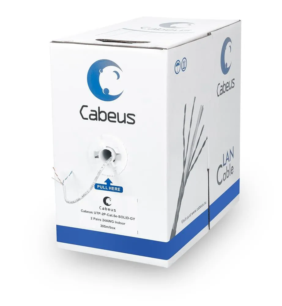 Cabeus UUTP-2P-Cat.5e-SOLID-GY